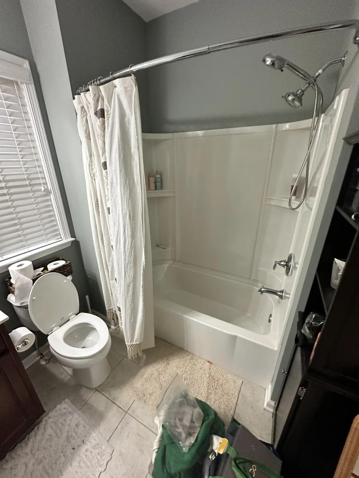 Fiberglass tub-shower before remodel, North Druid Hills GA